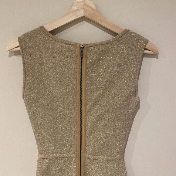 bcbg maxazria Gold Square Neck Sparkly Bodycon Mini Dress XS - Picture 12 of 13